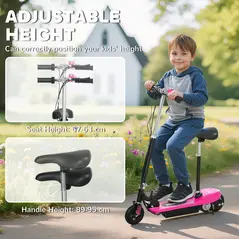 HOMCOM Steel Ride on Powered Scooter, Folding E-Scooter with Warning Bell, 15km/h Maximum Speed, for 6-14 Years Old, Pink - 8