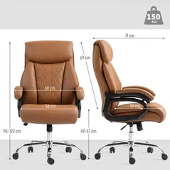 HOMCOM Spring Padded Faux Leather Office Chair - Light Brown - 3