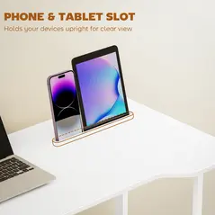 HOMCOM Small Folding Desk, with Wheels - White Wood-Effect - 6