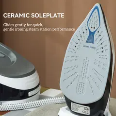 HOMCOM Steam Generator Iron, Energy-Saving, Self-Cleaning, Powerful Vertical Steam, Automatic Shut-Off, Ceramic Non-stick Soleplate, Large 1.5L Detachable Water Tank, 8 Bar, c, Blue - 6