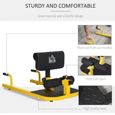 HOMCOM Squat Machine with Push Up Stand, Padded Hip Thrust Bench with Adjustable Cushion for Home Gym Work Out, Yellow - 7