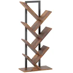 HOMCOM Six-Section Tree Bookcase - Wood-Effect - 1