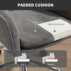 HOMCOM Snow Flannel Office Chair - Grey - 5