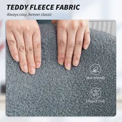 HOMCOM Teddy Fleece Office Chair with Wheels - Grey - 7