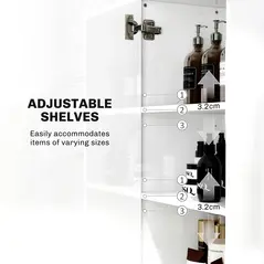 HOMCOM Tall Bathroom Cabinet, Freestanding Bathroom Cabinet with Adjustable Shelves and Double Doors - 5