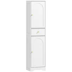 HOMCOM Tall Bathroom Cabinet with Arched Doors - White - 1
