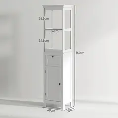 HOMCOM Tall Bathroom Cabinet, Slim Bathroom Storage Cabinet with 2 Open Shelves, Soft Close Door and Drawer, Adjustable Shelf, Narrow Cupboard Storage Unit, White - 3