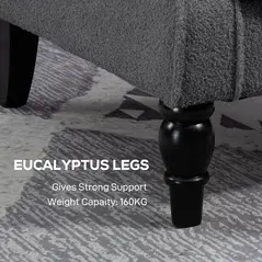 HOMCOM Teddy Fleece Retro Wingback Chair - Grey - 7