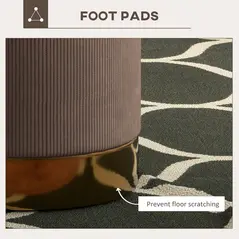 HOMCOM Soft Padded Corduroy Footstool - Light Brown - 5