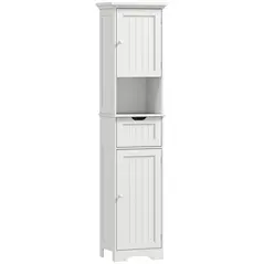 HOMCOM Slim Bathroom Storage Cabinet, with Sensor Lights - White - 1