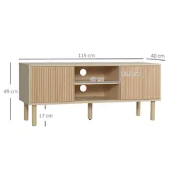 HOMCOM Sliding Door TV Cabinet Stand - Oak Wood-Effect - 3