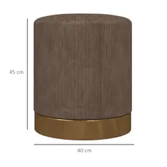 HOMCOM Soft Padded Corduroy Footstool - Light Brown - 3
