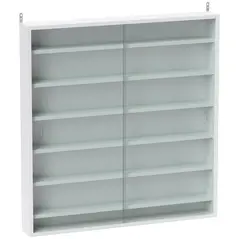 HOMCOM Six Shelf Display Cabinet, with Glass Doors - White - 1