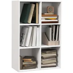 HOMCOM Six-Cube Bookcase - White Wood Effect - 1