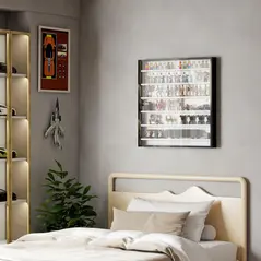 HOMCOM Six Shelf Display Cabinet, with Glass Doors - Black and White - 2