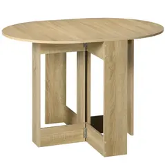 HOMCOM Space-saving Drop Leaf Table, Folding Dining Table for Small Space, Kitchen, Dining Room, Oak - 1