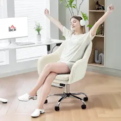 HOMCOM Snow Flannel Office Chair - Beige - 9