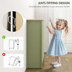 HOMCOM Slim Shoe Cabinet, Narrow Shoe Cupboard with 2 Flip Drawers, Adjustable Shelves for 12 Pairs of Shoes, Green - 7