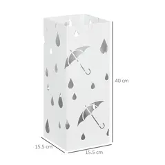 HOMCOM Six-Umbrella Steel Holder Stand - White - 3