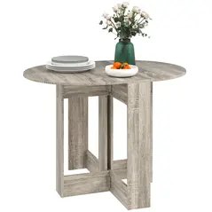 HOMCOM Space-saving Drop Leaf Table, Folding Dining Table for Small Space, Kitchen, Dining Room, Grey - 1