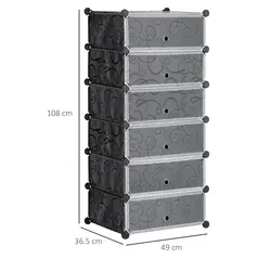 HOMCOM Six Cube Modular Storage Storage Unit - Black - 3