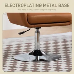 HOMCOM Swivel Microfibre Accent Chair for Living Room Contemporary Vanity Armchair with Adjustable Height Thick Cushion Lumbar Support Armrest for Bedroom Office Brown - 7