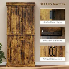 HOMCOM Tall Kitchen Cupboard, Kitchen Pantry Cabinet with Drawer, Shelves, Brown - 5