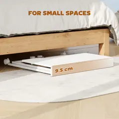 HOMCOM Small Folding Desk, with Wheels - White Wood-Effect - 4