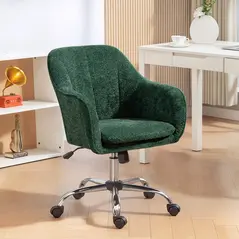 HOMCOM Snow Flannel Office Chair - Dark Green - 2