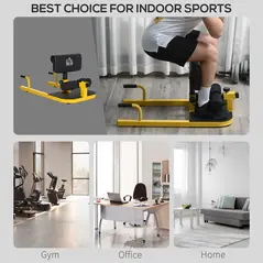 HOMCOM Squat Machine with Push Up Stand, Padded Hip Thrust Bench with Adjustable Cushion for Home Gym Work Out, Yellow - 5