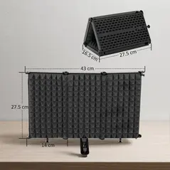 HOMCOM Studio Microphone Isolation Shield, Foldable Adjustable Recording Studio Equipment, 3-Panel High Density Absorbent Foam Shield with 3/8" Threaded Mount, Black - 3