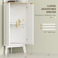 HOMCOM Tall Bathroom Storage Cabinet, Slim Bathroom Storage Unit with Doors and Adjustable Shelves, Freestanding Bathroom Cabinet with Curved Profile Design, White - 6