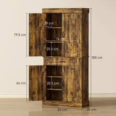 HOMCOM Tall Kitchen Cupboard, Kitchen Pantry Cabinet with Drawer, Shelves, Brown - 3