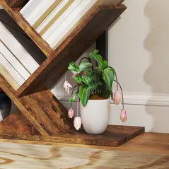 HOMCOM Six-Section Tree Bookcase - Wood-Effect - 9