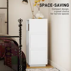 HOMCOM Slim Bedside Table, Narrow Bedside Cabinet with Open Shelf and 2 Drawers for Bedroom, Living Room, White - 5