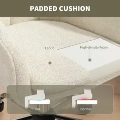 HOMCOM Snow Flannel Office Chair - Beige - 5