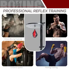HOMCOM Speedball Platform Punch Bag Frame, Wall Mounted Swivel Bracket MMA Exercise Training Workout w/Ball - 5