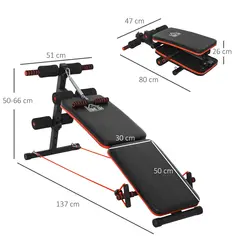 HOMCOM Sit Up Bench Core Workout Adjustable Thigh Support Foldable for Home Gym w/ Arm Pulling Rope Black - 3