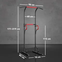 HOMCOM Steel Multi-Use Exercise Power Tower Pull Up Station Adjustable Height W/ Grips - 3