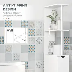 HOMCOM Slim Bathroom Storage Cabinet with Drawers, Tall Bathroom Cupboard with 2-Tier Shelf, White - 6