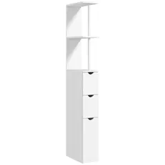 HOMCOM Slim Bathroom Storage Cabinet with Drawers, Tall Bathroom Cupboard with 2-Tier Shelf, White - 1