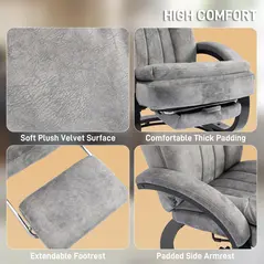 HOMCOM Swivel Recliner Chair with Footrest, Manual Recliner Armchair with Wooden Base, Plush Velvet Upholstered Reclining Chair for Living Room, Bedroom, Office, Grey - 6