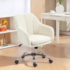 HOMCOM Snow Flannel Office Chair - Beige - 2