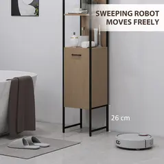 HOMCOM Tall Bathroom Cabinet with Open Shelves and Adjustable Shelf - Natural Wood Finish - 7