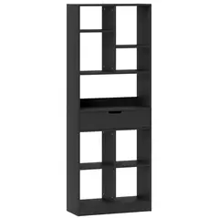 HOMCOM Tall Bookshelf with Drawer, Freestanding Bookcase for Bedroom, Living Room, Home Office, Black - 1
