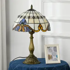 HOMCOM Stained Glass Table Lamp, Handmade Antique Bedside Lamp, Decorative Night Light for Bedroom, Living room, Home, Nightstand - 6