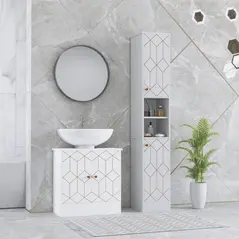 HOMCOM Tall Bathroom Storage Cabinet with Doors, Slim Bathroom Storage Unit with Adjustable Shelves, Freestanding Bathroom Storage Unit, White - 9