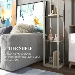 HOMCOM Three-Shelf Standing Lamp - Oak/White - 6