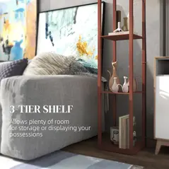 HOMCOM Three-Shelf Standing Lamp - Brown/White - 6