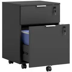 HOMCOM Two-Drawer Lockable Filing Cabinet - Black - 1